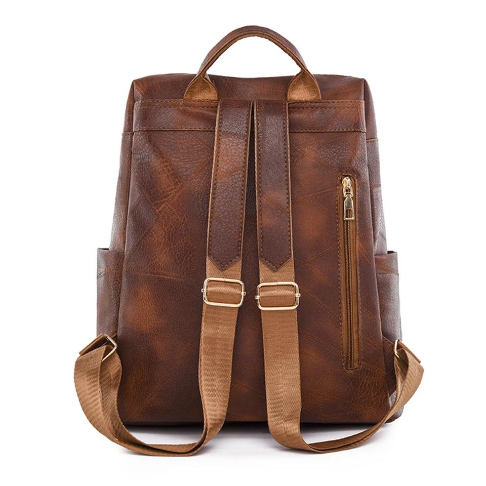 Большая вместительная винтажная кожаная сумка для женщин, дорожный рюкзак, модные школьные сумки для ежедневных поездок на работу