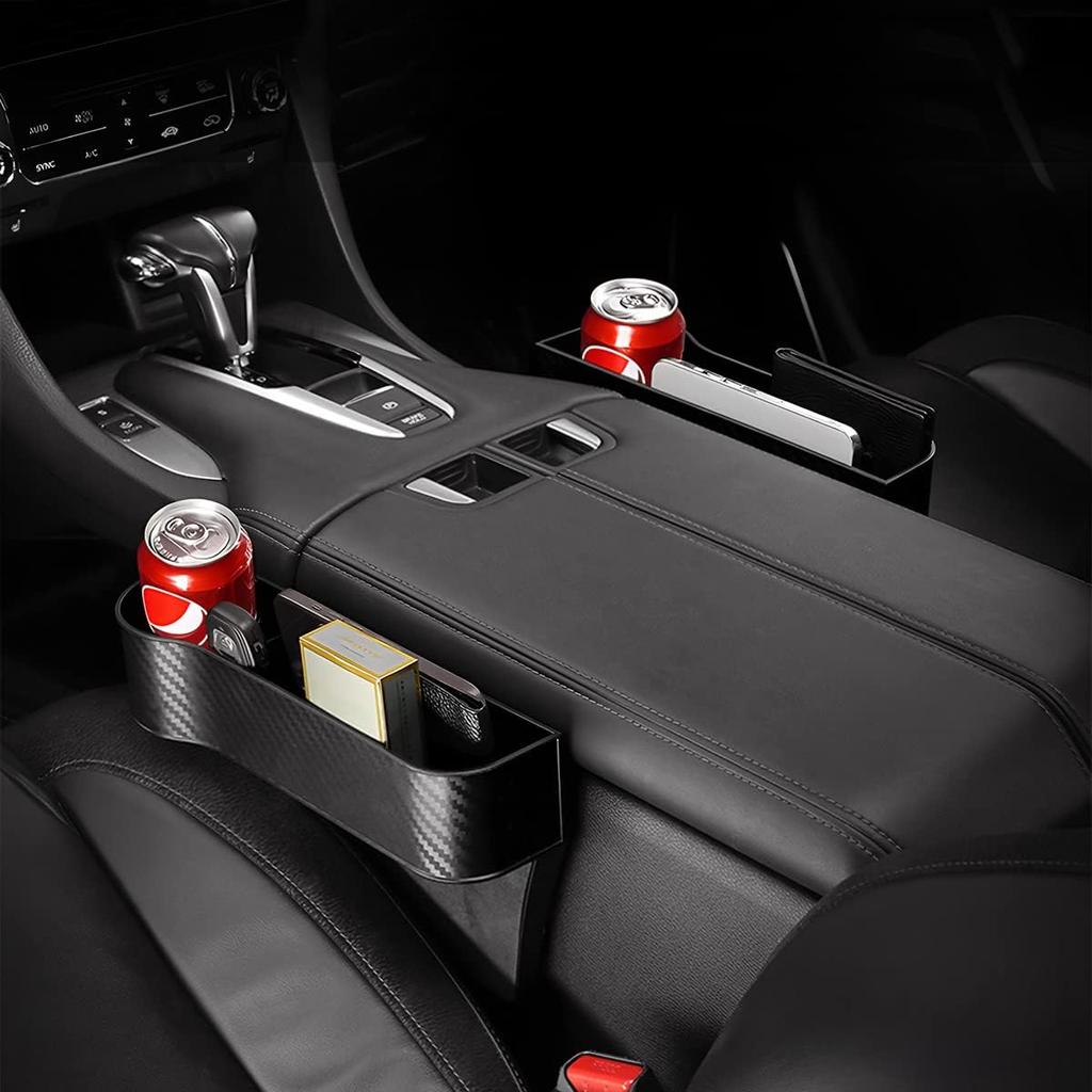 2 упаковки органайзера для заполнения зазоров в сиденьях автомобиля, многофункциональный ящик для хранения зазоров в сиденьях с подстаканником, дополнительные боковые сумки на консоли с автомобильным зарядным устройством USB, автомобиль