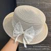 Sweet little face flat top mesh hat women's summer sunscreen lace small flower bow visor beach hat