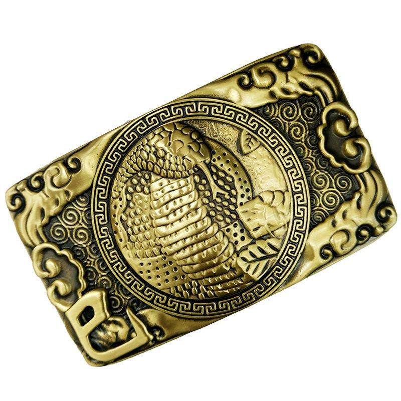 Zodiac Pure Copper Belt, Button Head Men's 3.8 Belt, Head Brass Solid Full Brass Belt Head Clip
