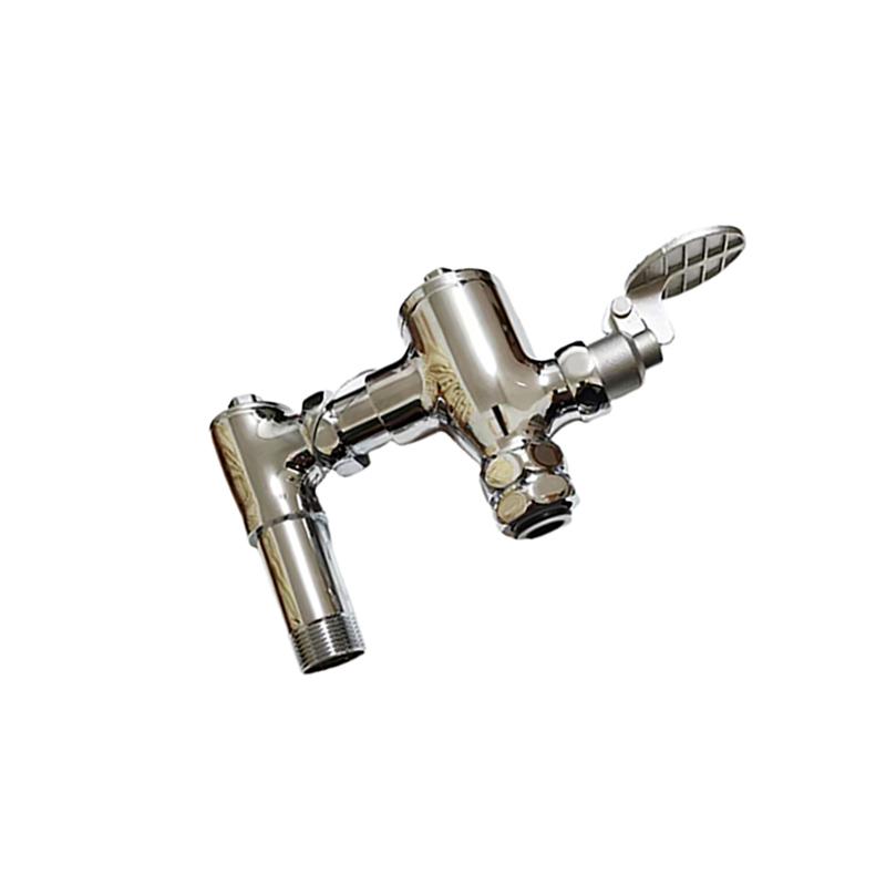 Brass Wall-Mounted Time Delay Foot Pedal Bidet Toilet Flush Valve Single Flush 25-80 psi Pressure for Hotel Use Water Saving