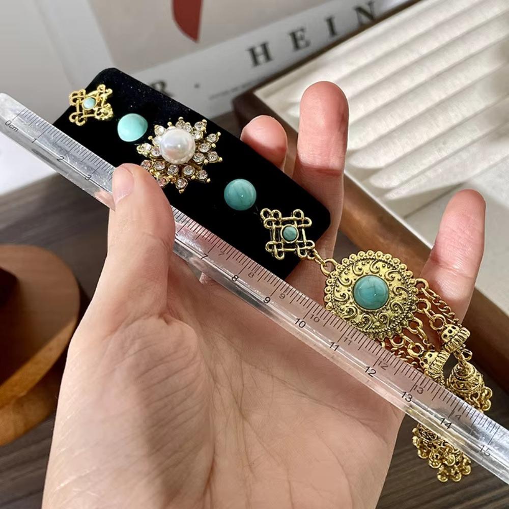 Заколка для волос со стразами и кисточками, квадратная заколка для волос с челкой, изысканный этнический стиль, боковая заколка для девочек