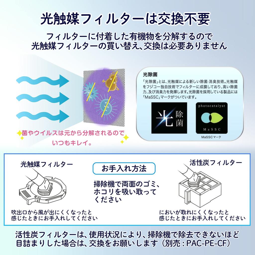 Plus Air Purifier Small Air Mobi Personal Deodorizing Disinfecting Photocatalyst Telework Main Unit PAC-FU-PE 428-901