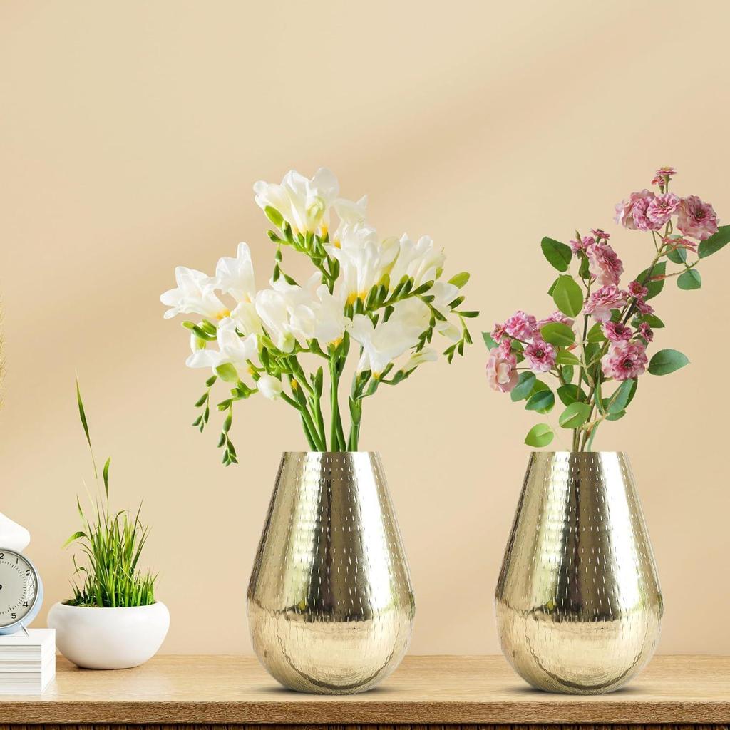 Металлическая ваза в форме капли, кованая, с цветочным узором, для домашнего декора, ваза для украшения офисного стола, современная ваза, подарок