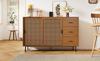 Sideboard with 2 sliding doors, 3 drawers, adjustable shelves, country house style, for living and dining room. Width 140/H91/D37 cm