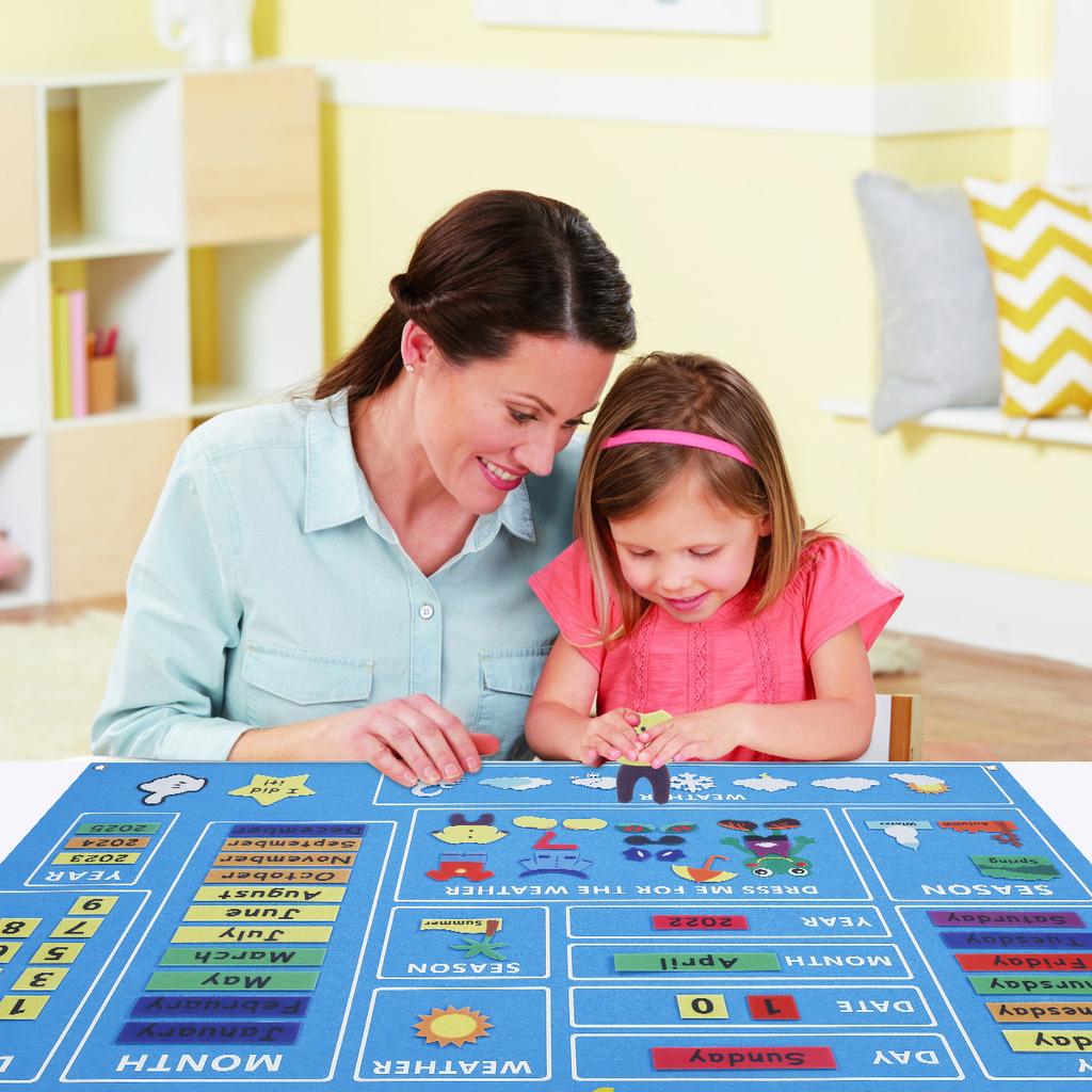 Мой первый ежедневный календарь из фетра для малышей 100x70см Сегодня Календарная таблица Подвесная доска для стены Дата Погода Сезон Месяц