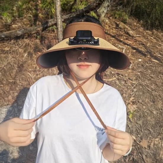 Уличная шляпа с козырьком и встроенным вентилятором, широкополая пустая верхняя охлаждающая шляпа с солнечной батареей и USB-зарядным вентилятором для путешествий на пляже