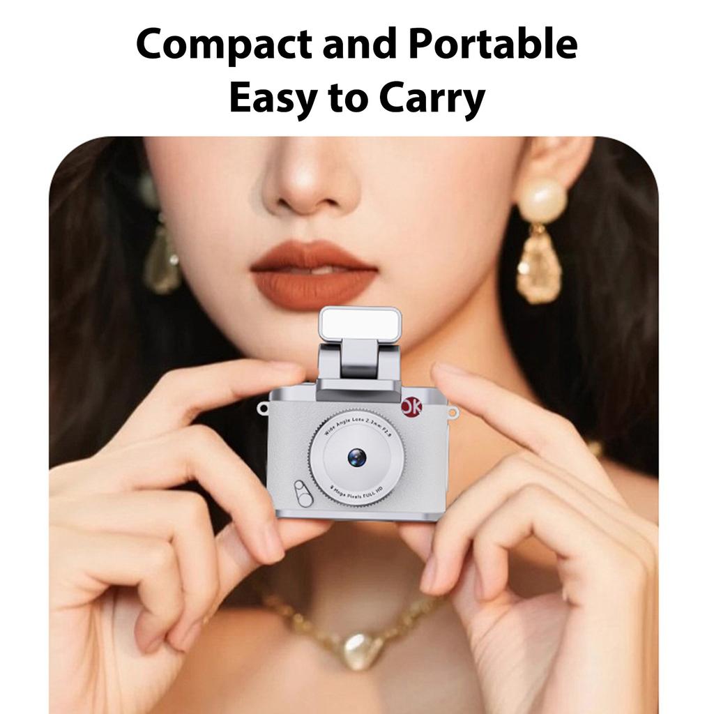 1080P Retro Digital Camera Tiny Vintage Keychain Camera with 1.4 Inch Color Screen for Travel