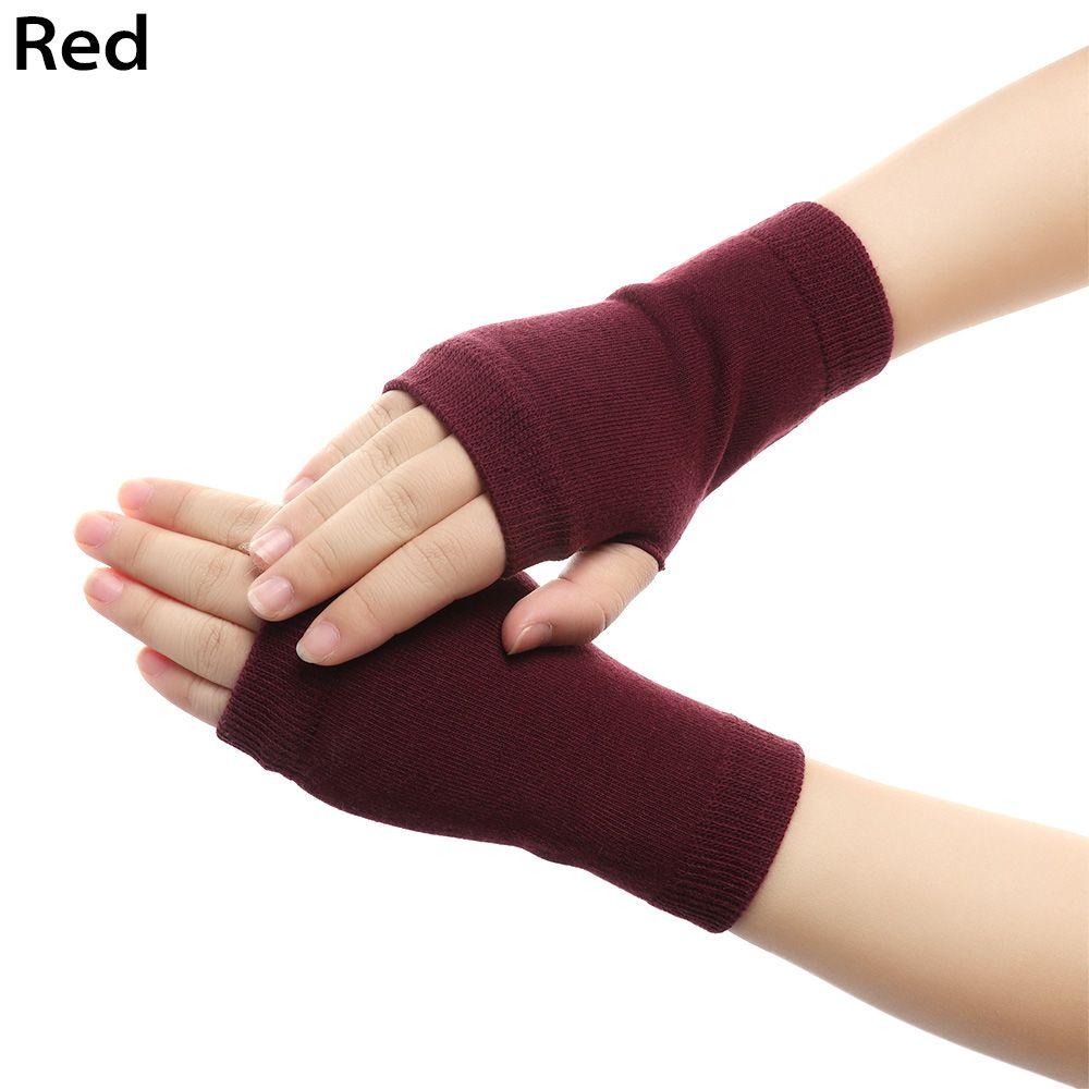 Women Girl Sheep Wool Fingerless Wrist Gloves Half Mitten Exposed Finger Knitted Wool Glove