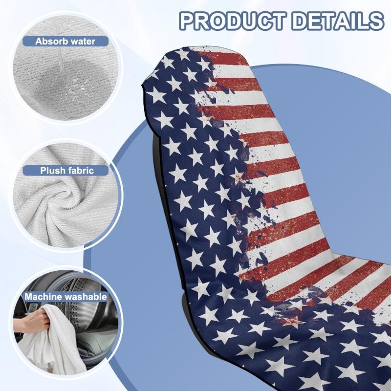 Multipurpose Outdoor Sports Car Towel Seat Cover, American Flag Cushion Cover Print