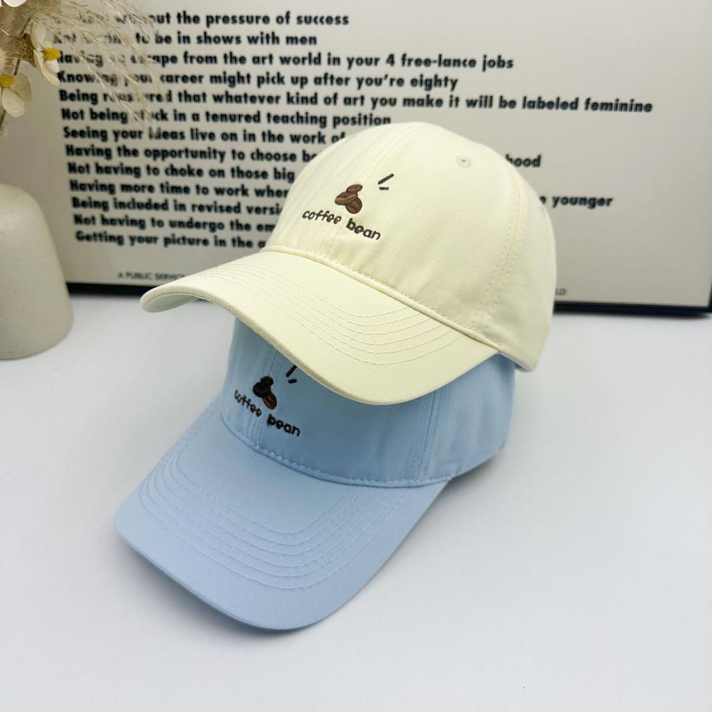 Coffee bean embroidered baseball cap men's and women's soft top casual cap spring and summer sun protection sunshade fashion show small face