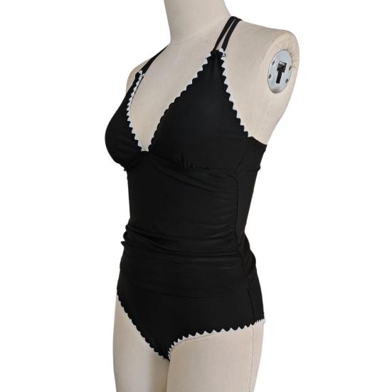 Комплект танкини для женщин из 2 предметов, топ с V-образным вырезом и сборками для контроля живота, плавки с высокой посадкой, купальник с цветными блоками, летняя пляжная одежда