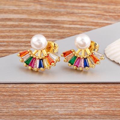 Nidin New Fashion Shiny Zircon Heart Stud Earrings Personalized Women Girls Party Wedding Engagement Romantic Jewelry Gift