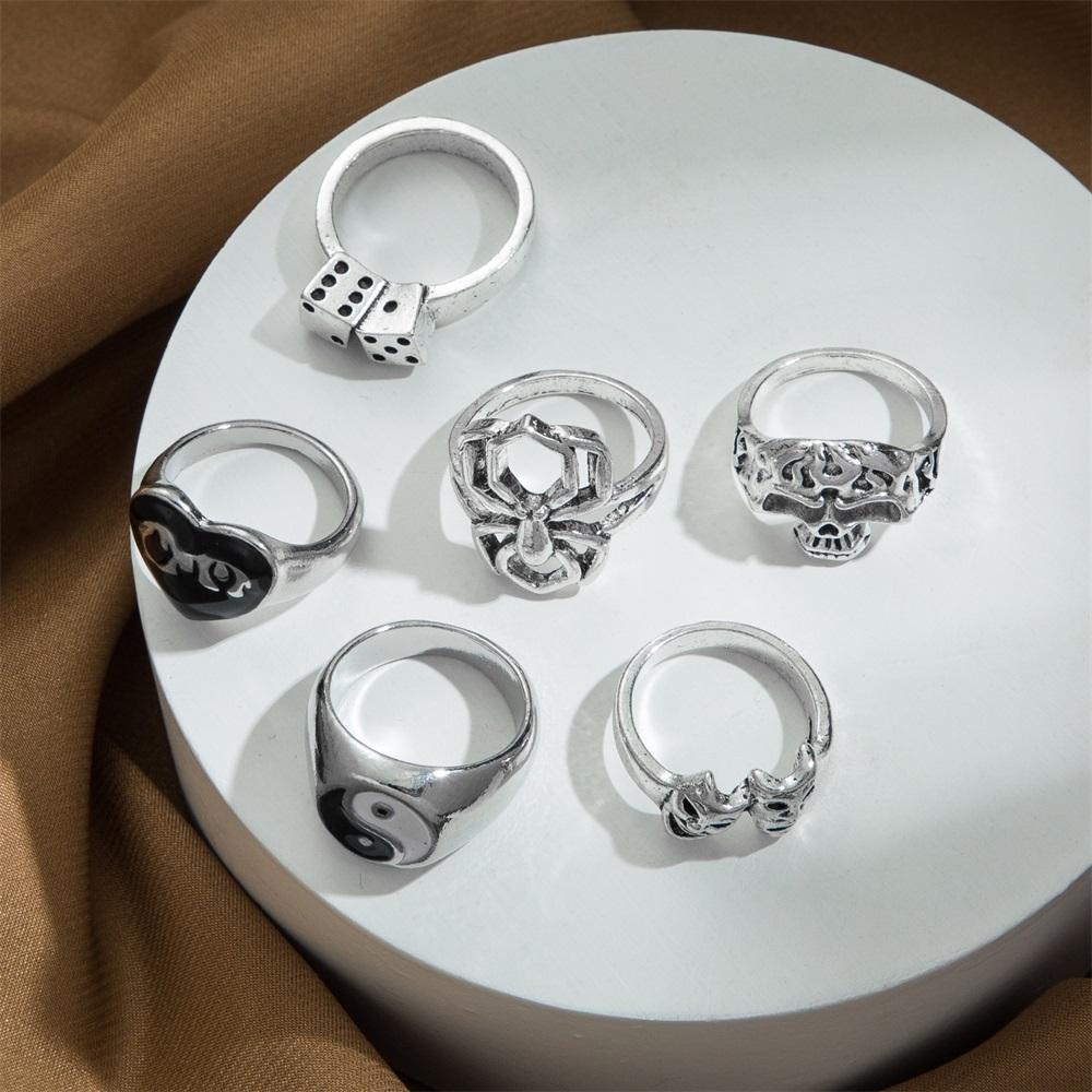 Элегантное и универсальное модное ретро кольцо-паук Тай Чи, простое кольцо из 6 предметов, популярные женские украшения