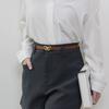 Metal Butterflies Buckle Belt Imitation Leather Women Belt Versatile Solid Color Waist Belt Dress Shirt Tops Waistband