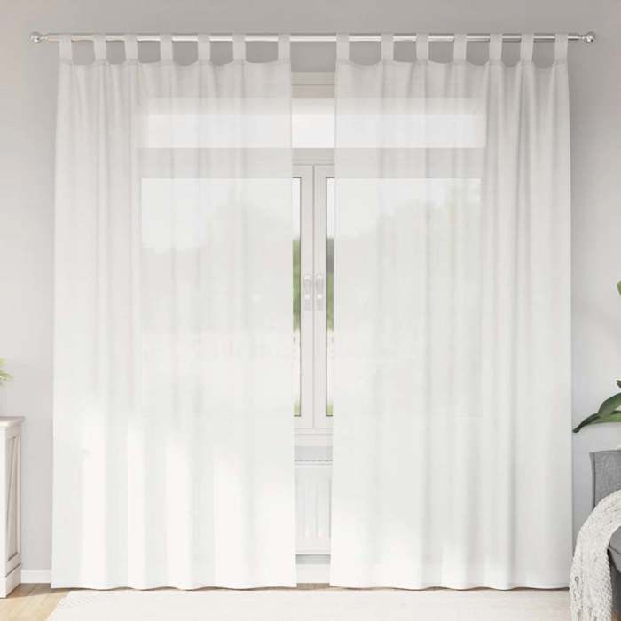VidaXL Sheer Curtains with Loops 2 Pcs White 140x245 Cm, Net Curtain, Transparent Curtain, Window Voile, 4102334