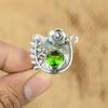 Natural Peridot 925 Silver Multi Stone Engagement Flower Daughter Promise Ring