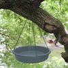 Bird Feeder Waterer Hanging Bath Weatherproof Stable Feeding Dish with Metal Hook for Outside