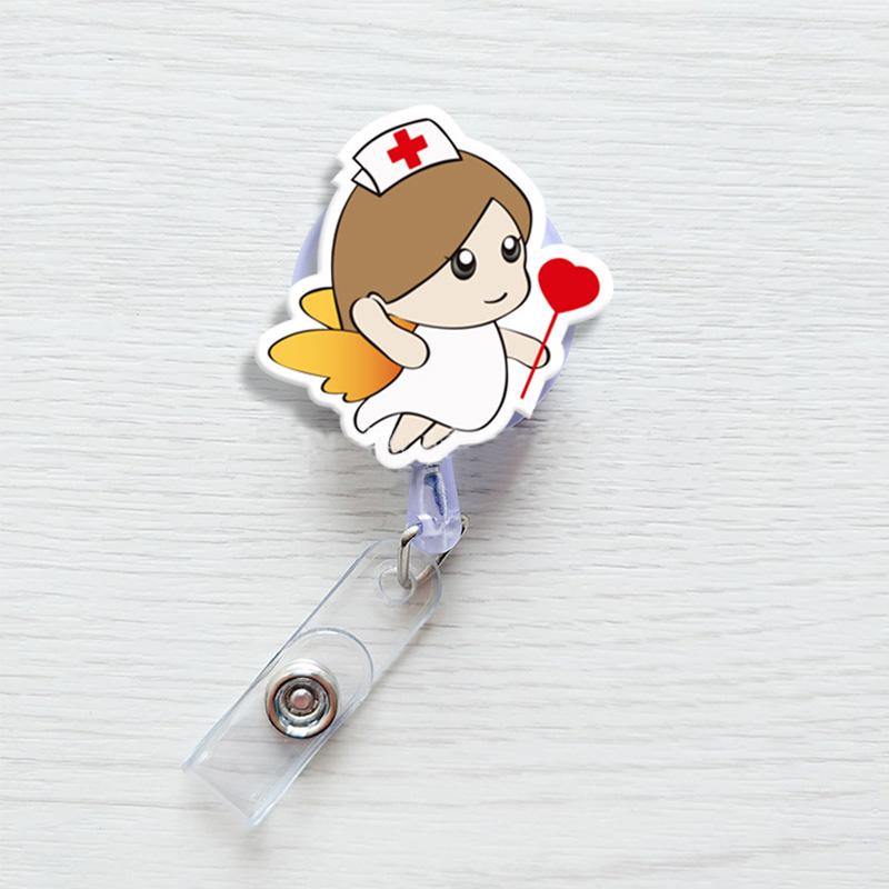 Модная идентификационная карточка с именем, выдвижная медсестра, врач, мультяшная кнопка, держатель для бейджа, школьные принадлежности, милый экспонат