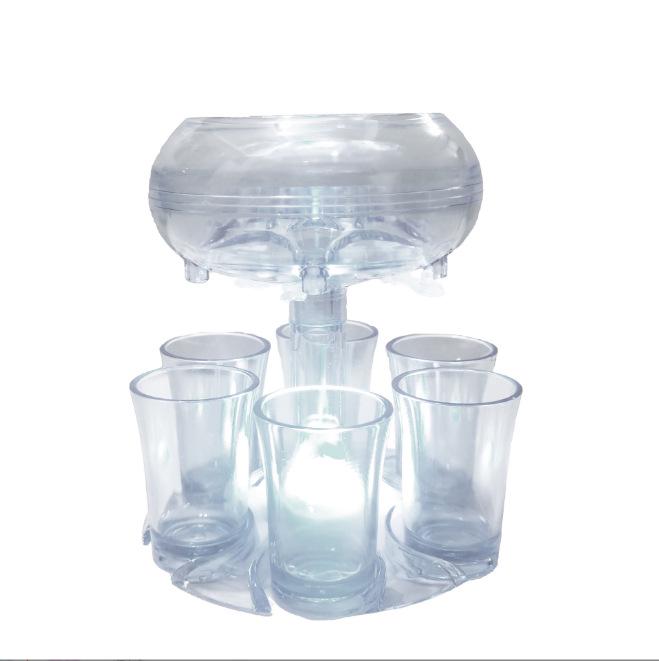 Entertainment Set: Decanter with Six Bullet-Shaped Party Wine Glasses