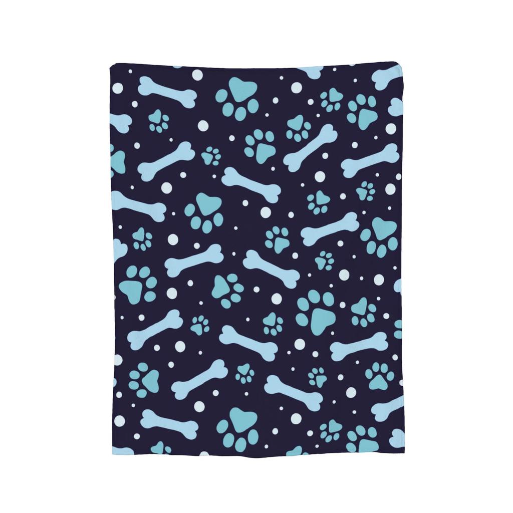 Dog Paw Bone Gift Blanket Flannel All Season French Bulldog Footprint Cartoon Breathable Warm Throw Blanket for Bed Car Quilt