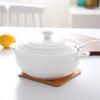 Керамический набор суповых тарелок с двумя ручками и крышкой - Безопасно для микроволновой печи, Включает большую ложку и супницу, Чисто-белый, Креативный дизайн (8 мисок)