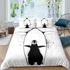 Пододеяльник с изображением пингвина, кавайный анималистичный принт, черно-белый, маленький пингвин, пододеяльник, синий айсберг, антарктический зимний комплект постельного белья