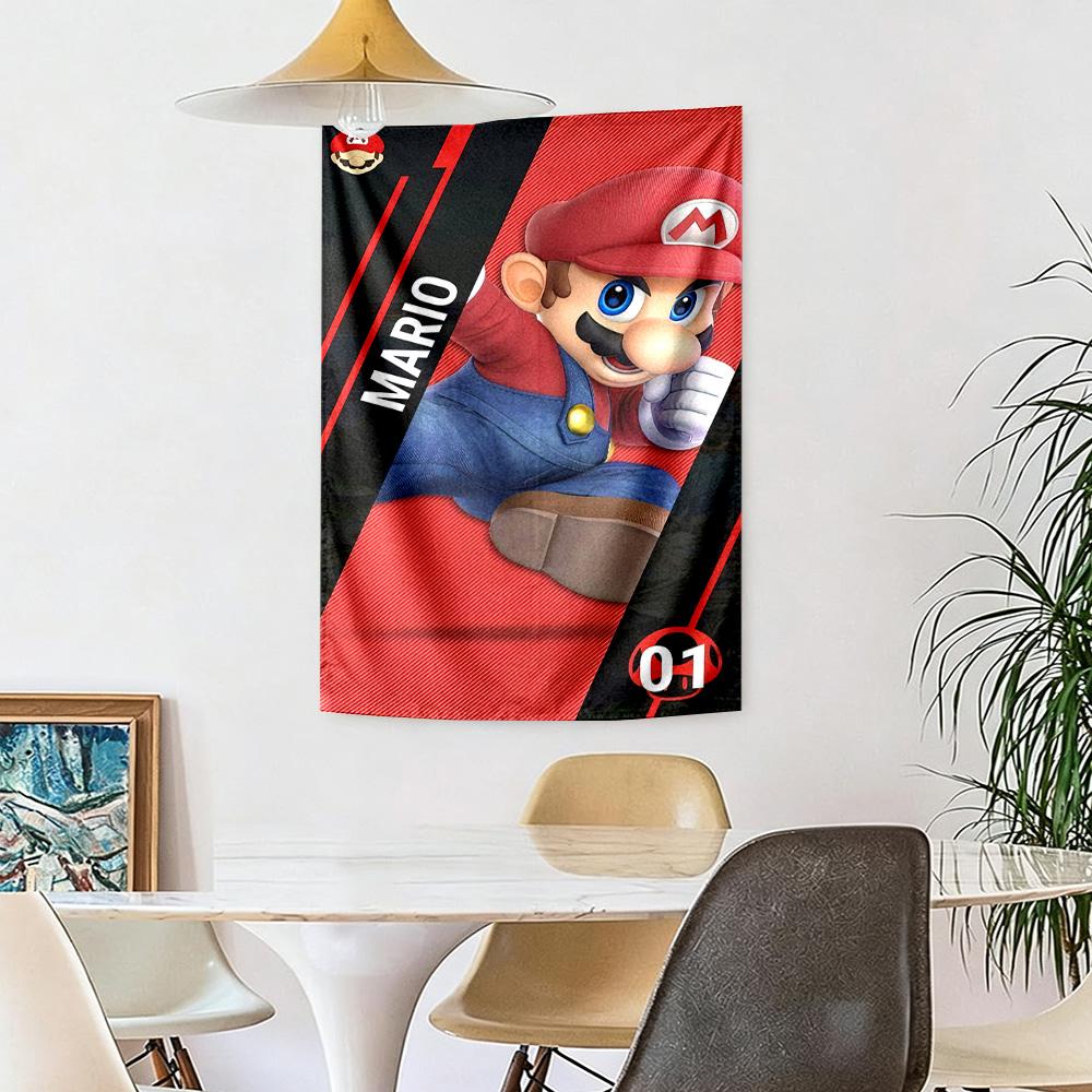 Mario Adventure Iconic Wall Decor Tapestry Art For Pet Memorial Birthdaywedding Party Backdrop Family Gift