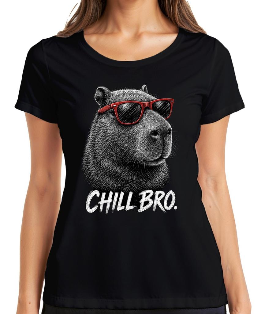 CHILL BRO Capybara Water Pig Sunglasses Funny Gift Ladies T-Shirt Zoo