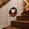 Christmas Mouse Wall Decals 3D Hole Illusion Sticker, Peel And Stick Waterproof PVC Realistic Gift Stickers Decal for Window Glass, Festive