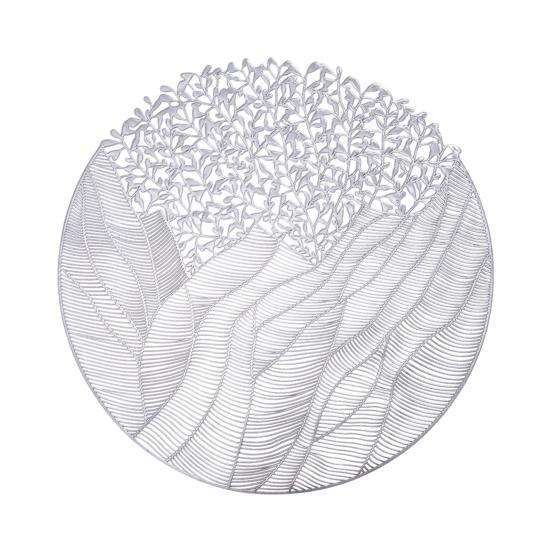 Круглые ПВХ Подставки под тарелки с узором из листьев с золотой фольгой, термостойкие, водонепроницаемые, для стола, создающие теплую атмосферу, для домашнего обеда, вечеринки, декор