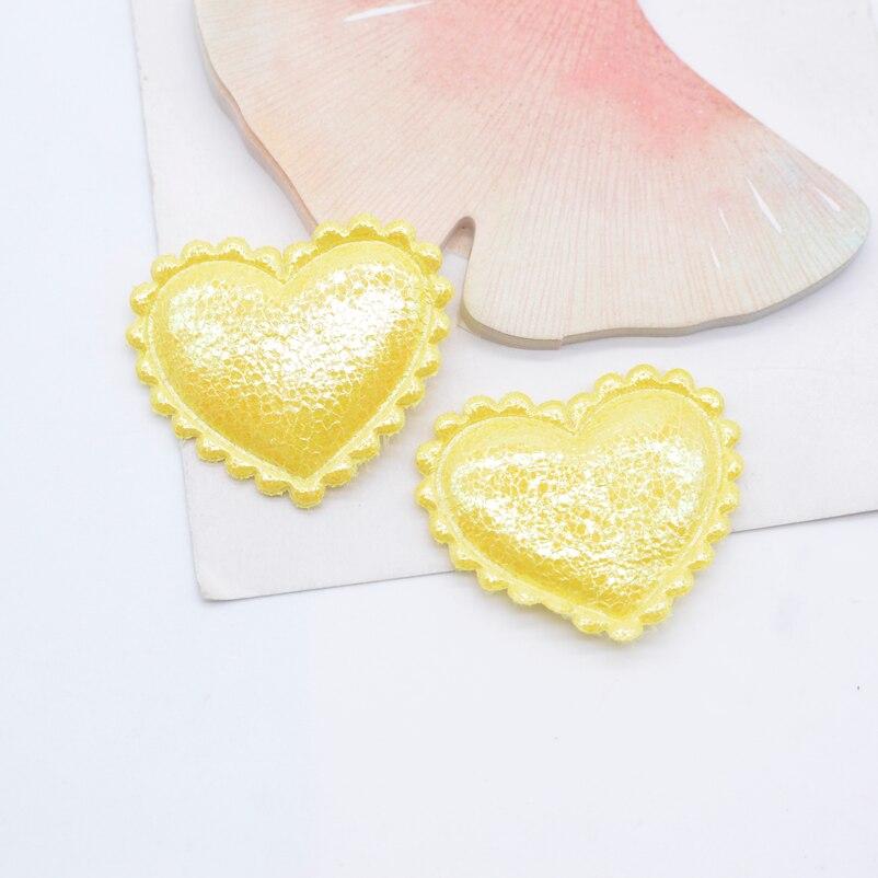 40Pcs 38*32mm Glitter Heart Applique Padded Patches for Clothes Hat Crafts Sewing Supplies DIY Headwear Hair Clips Bow Decor