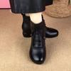 Грубый каблук маленькие короткие ботинки женские осенне-зимние новые бархатные на среднем каблуке мамины туфли круглый носок универсальные ботильоны ботинки Мартин