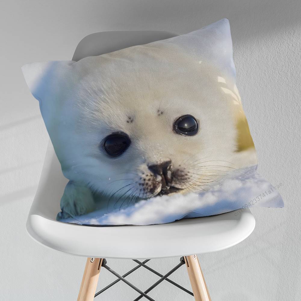 Animal Seal Cute Throw Pillow Case Living Room Sofa Cushion Cover For Home Bedroom Decoration Protector