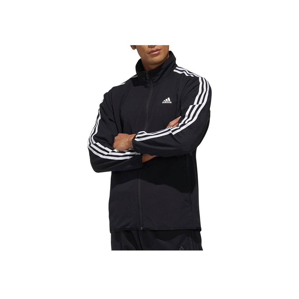 Adidas Striped Colorblock Zip-Up Stand Collar Jacket Men Jackets Black TR30J1-BW