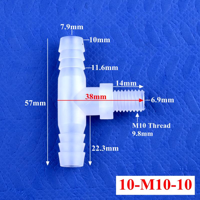 10Pcs/lot M6~M12 Male Thread Tee Connector 2~10mm 3-Ways Connectors Aquarium Tank Hose Pagoda Joints Air Pump Adapter Garden Water Pipe Joint