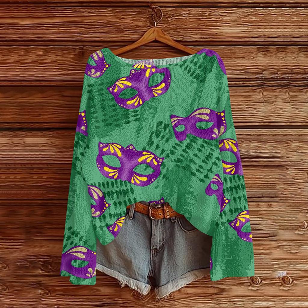 Женский модный пуловер с круглым вырезом, длинным рукавом и принтом, повседневный