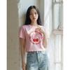 C S In The Room Cheynah Cherry prInTIng Crop ShorT Sleeve T ShirT 3Color
