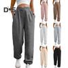 Женские спортивные штаны с высокой талией, свободные спортивные штаны с карманами, кроссоверы, спортивные штаны, удобные брюки для тренировок