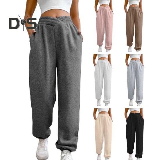 Женские спортивные штаны с высокой талией, свободные спортивные штаны с карманами, кроссоверы, спортивные штаны, удобные брюки для тренировок