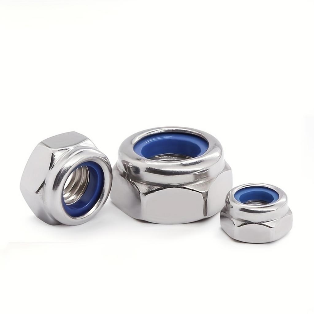 200pcs/box Stainless Steel Nylon Anti-Slip Self-Locking Nuts, Hexagonal Screw Caps for Construction, Maintenance