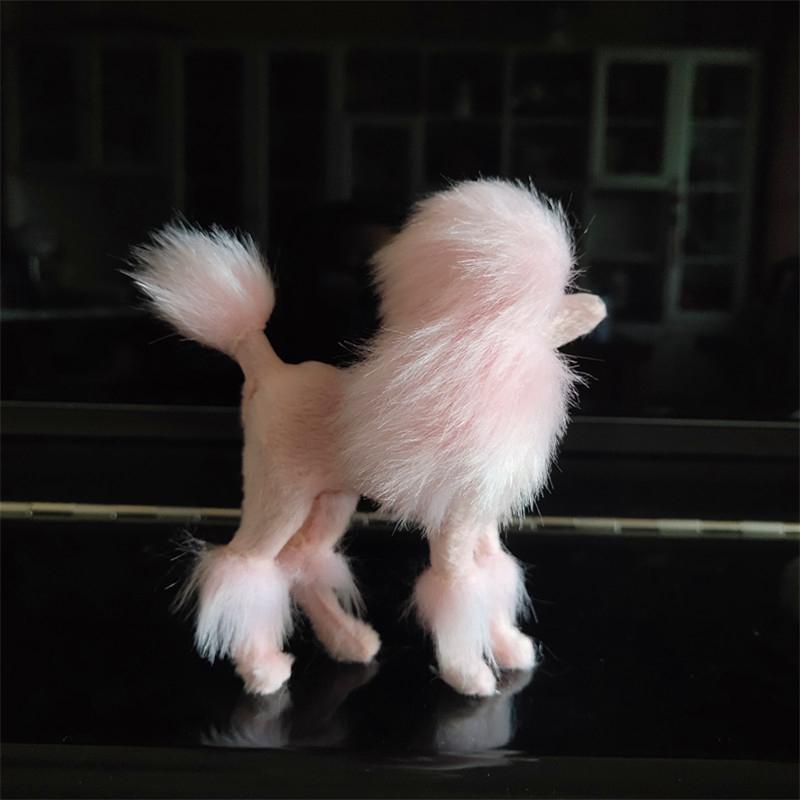 4 Inch Pink Poodle Figure Simulation Dog Plush Toys Gift Crafts Home Decoration