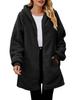 2023 Winter Women's Loose Plush Long-Sleeved Hooded Zipper Cardigan Jacket