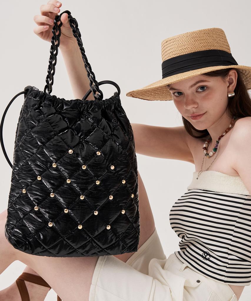 Jina In Ny Royal Princess Large Shoulder Bag [Black Quilting]
