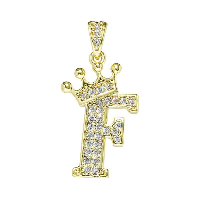 Элегантное ожерелье-подвеска с инициалами в виде короны и букв алфавита на золотой цепочке