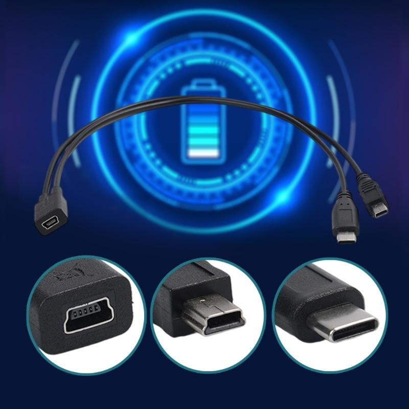 Кабель для зарядки Mini USB 5P Female (25 см) — Type-C Male (25 см) для телефонов, планшетов и других устройств.