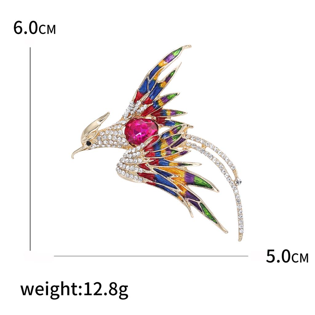 Rhinestone Phoenix Brooches for Women Unisex Bird Pins 5-color Available Casual Party Accessories Gifts