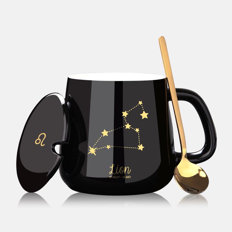 Персонализированная керамическая кружка для кофе с крышкой и ложкой - Праздничный дизайн для пар