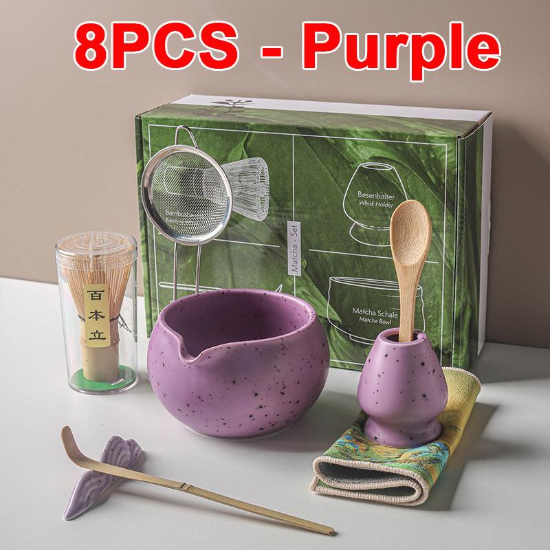 Набор из 4/5/7/8 предметов Традиционный подарочный набор для матча Бамбуковый венчик для матча Совок Керамическая чаша для матча Подставка для венчика Японские чайные наборы