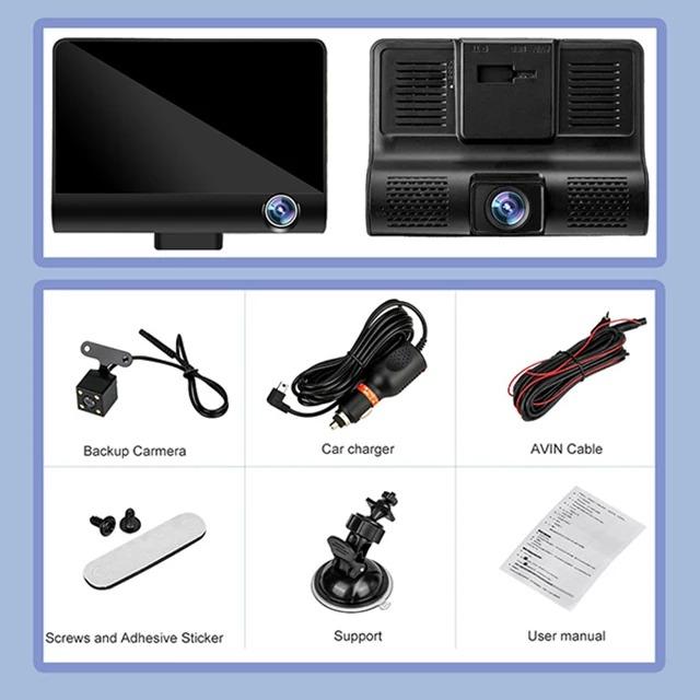 New 1080P Car Driving Recorder 3-channel Video Recorder Rear View Camera Car DVR Car Black Box Accessories High-definition Reversing Video